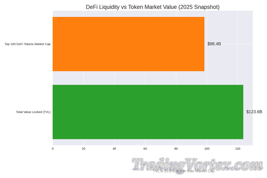 DeFi Liquidity vs Token Market Value (2025 Snapshot)