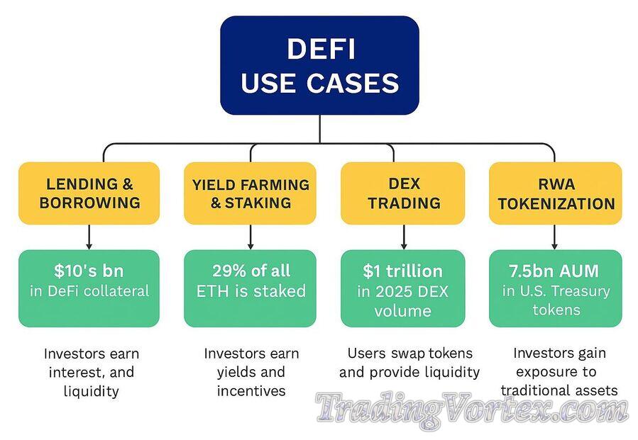 Flowchart of DeFi Use Cases in Crypto Finance (2025)
