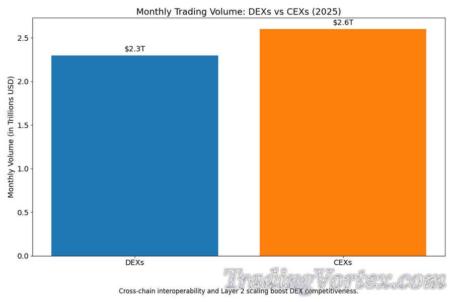 Monthly Trading Volume: DEXs vs CEXs (2025)