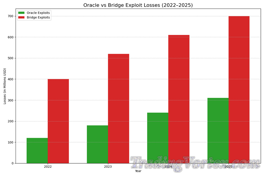 Oracle vs Bridge Exploit Losses (2022&ndash;2025)