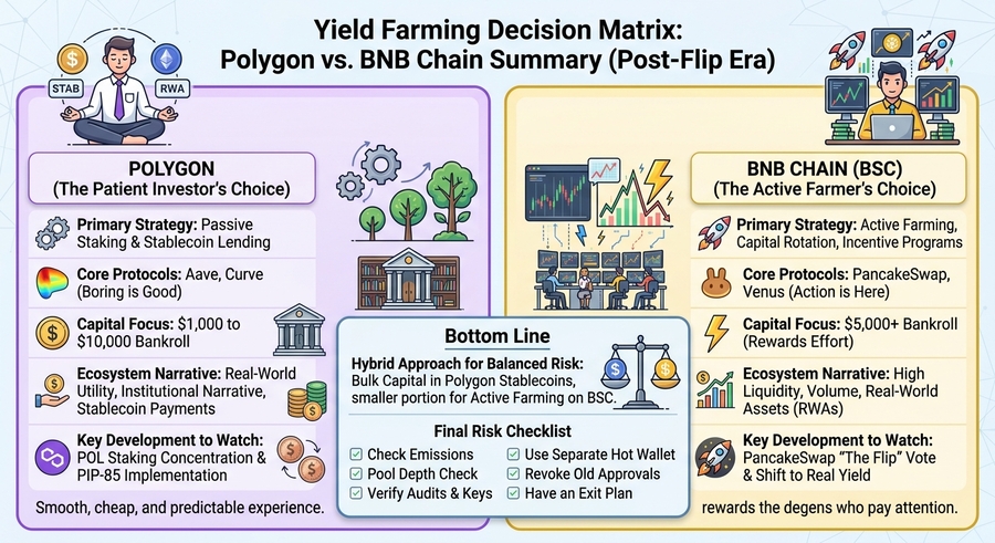 Yield Farming Decision Matrix: Polygon vs. BNB Chain (Post-Flip Era Summary)